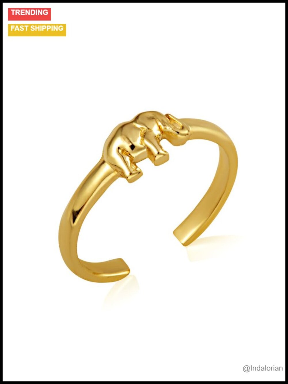 14K Solid Gold Adjustable Elephant Toe Ring - Handcrafted in USA